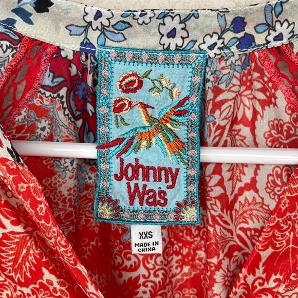 Johnny Was Ellen Button Up Floral Boho Silk Top Blouse Floral Women's Size XXS - Picture 7 of 8